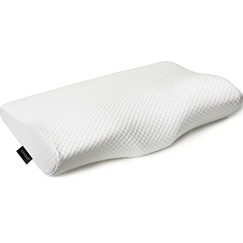 EPABO Contour Memory Foam Pillow Orthopedic Sleeping Pillows, Ergonomic Cervical Pillow for Neck Pain - for Side Sleepers, Back and Stomach Sleepers, Free Pillowcase Included (Firm & Standard Size - color: White, size: Standard(21*13*3.9 inches)