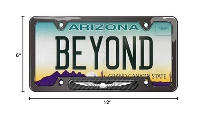 iPick Image Made for Ford Thunderbird Real Carbon Fiber Insert Gunmetal Chrome Stainless Steel License Plate Frame