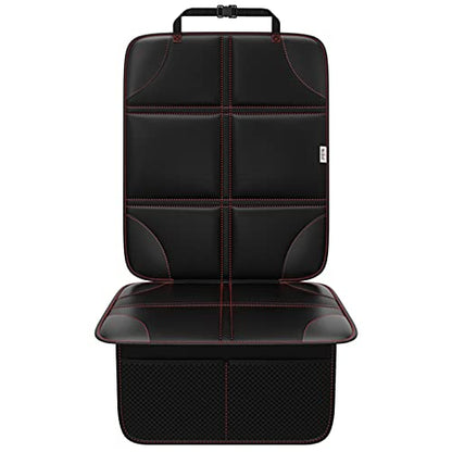 Meolsaek Car Seat Protector, Non-Slip Backing Will Not Leave Imprint, Waterproof Thicker Car Seat Cover for SUV, Sedan, Truck, Leather Car Seat Cushion (Black with Red Stitching 1pc) - color: Black with Red Stitching 1pc