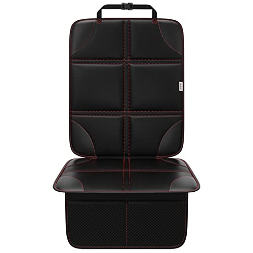 Meolsaek Car Seat Protector, Non-Slip Backing Will Not Leave Imprint, Waterproof Thicker Car Seat Cover for SUV, Sedan, Truck, Leather Car Seat Cushion (Black with Red Stitching 1pc) - color: Black with Red Stitching 1pc