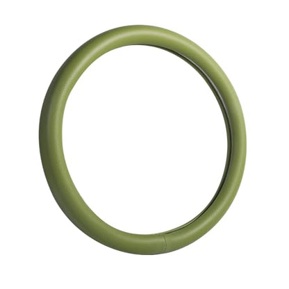 Car Steering Wheel Cover,Universal 15 Inch Premium Leather Car Steering Wheel Cover,Best Grip,Perforated Design,Breathable,Non-Slip,Sweat-Absorbent,Warm in Winter and Cool in Summer (Green) - color: Green