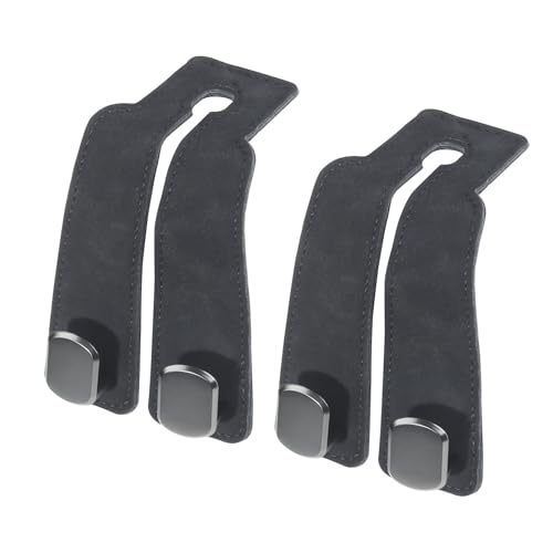 Purse and Bag Hook for Car, Zinc Alloy Seat Headrest Hooks, Upgraded Leather Car Seat Back Purses Hanger and Bags Holder (Black,2Pack) - color: Black