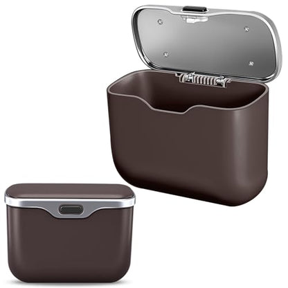 Car Trash Can with Lid, Leakproof Auto Garbage Bin, Waterproof Car Trash Bag Holder with PU Leather Top for Back of Seat/Door, Fit for SUVs, Sedans, Trucks Brown - color: Brown