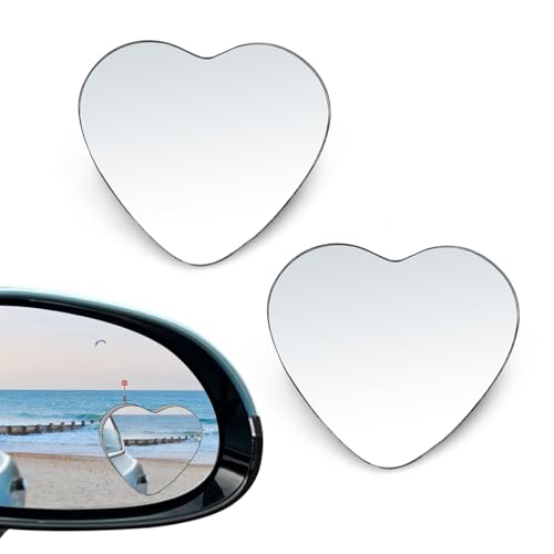 2Pcs Heart Shaped Blind Spot Mirrors for Cars – Convex Rearview, Wide Angle Adjustable Stick for Side Mirror, Car Accessories for Cars, Suvs, Trucks
