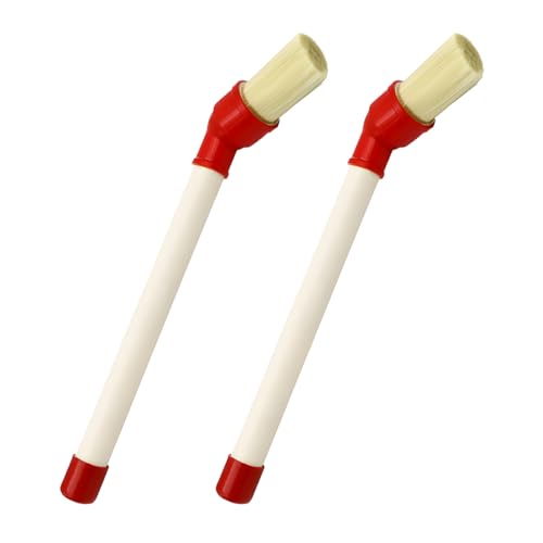 2PCS Car Curved Tire Mounting Paste Lube Brush, 45 Degree Angle Head Auto Wheel Applicator Brush with 11" Plastic Handle, Rim Deep Cleaning Tool for Easy Lubricant Application(Red) - color: Red