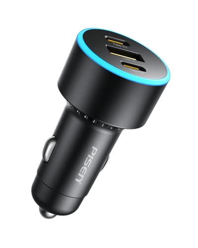 PISEN 60W USB C Car Charger - Car Phone Charger Adapter PD30W & QC3.0 Fast Charging, Car USB Charger Multi Port, Cigarette Lighter USB Charger, Car Charger with LED for iPhone 17/16/15/14/13/12 Series
