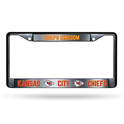 NFL Kansas City Chiefs Chiefs Kingdom Black Chrome License Plate Frame - 2-Screw Mount - color: Chiefs