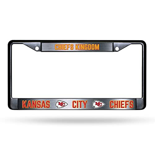 NFL Kansas City Chiefs Chiefs Kingdom Black Chrome License Plate Frame - 2-Screw Mount - color: Chiefs