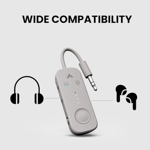 Avantree Relay - Premium Airplane Bluetooth Adapter with Advanced Qualcomm Chipset, 2 Headphones Support, 25hrs Play Time, aptX Adaptive & HD Audio Transmitter for Airpods, Bose & Travel Flight - color: 4-Sandstorm Beige