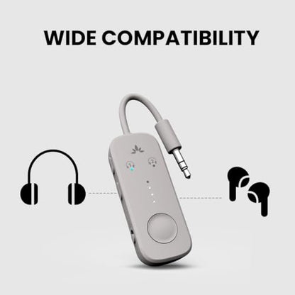 Avantree Relay - Premium Airplane Bluetooth Adapter with Advanced Qualcomm Chipset, 2 Headphones Support, 25hrs Play Time, aptX Adaptive & HD Audio Transmitter for Airpods, Bose & Travel Flight - color: 4-Sandstorm Beige