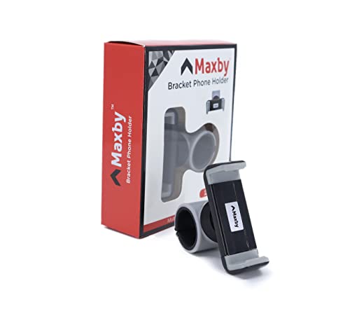 Maxby Stroller Phone Holder for Handlebar, Universal Phone Mount with One-Hand Quick Release Clamp, 360° Rotating View, Secure Non-Slip Grip, Fits Most iPhone & Android Smartphones with Cases