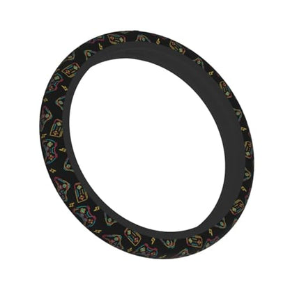 Game Steering Wheel Cover With 2 Car Coasters Non Slip Neoprene For Women Men Universal 15 Inch - color: Game