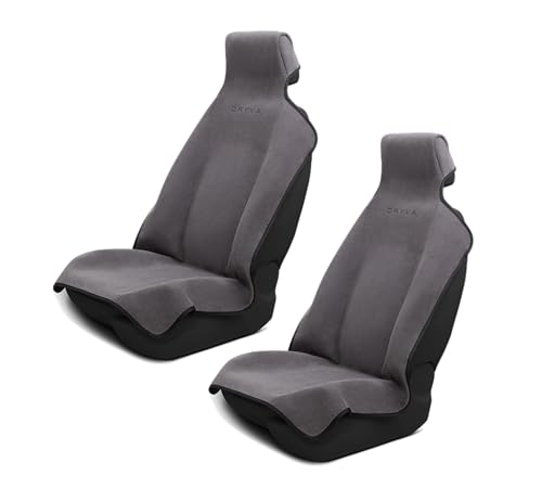 DryvaSeat - Premium Microfiber Towel Car Seat Cover - Waterproof & Sweatproof - Universal Fit, Machine Washable, Non-Slip - Seat Protector for Car, Truck, SUV, Van (Gray, 2 Pack) - color: Gray, size: 2 Pack