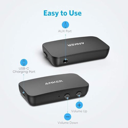 Anker Soundsync Bluetooth Receiver for Music Streaming with Bluetooth 5.0, Dual Device Connection, Handsfree Calls, 12-Hour Battery Life, for Car & Home Stereo - Signal Reception Only - size: Small