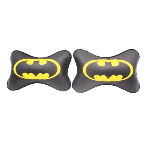 2 Pcs Set Superhero Logo - PU Leather Universal Car Head Neck Pillow for Better Neck Support Driving Comfort Pain Relief Travel headrest Pillows