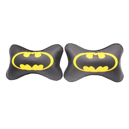 2 Pcs Set Superhero Logo - PU Leather Universal Car Head Neck Pillow for Better Neck Support Driving Comfort Pain Relief Travel headrest Pillows