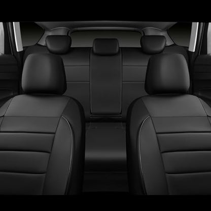 CAR PASS Leather Seat Covers Full Set Universal Water Resistant 3D Foam Back Support, Luxury Comfort Automotive 5 Seat Covers All Season Fit for SUV,Sedan,Van, Airbag Compatible Elegance(Pure Black) - color: All Black