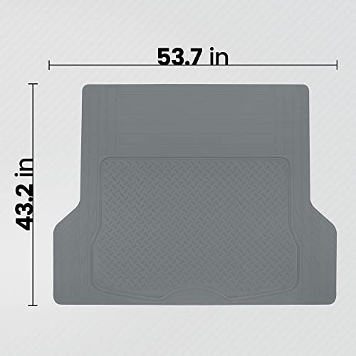 BDK Heavy Duty Rubber Cargo Mat Liner - All-Weather Trunk Protection, Trim-to-Fit Design for Cars, SUVs, Vans & Trucks - Non-Slip, Waterproof, Durable Cargo Floor Liner - 46" x 56.75" x 0.25" - Gray - color: Gray
