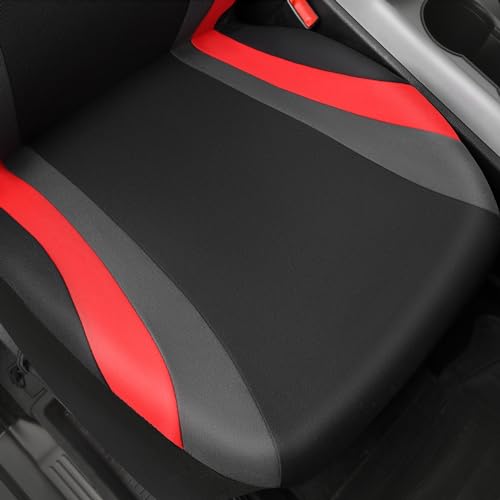 CAR PASS Line Rider Sporty Front Seat Covers,Red Car Seat Covers Two Front Seats Only, Airbag Compatible,Universal Fit Sedans,Cars,Vans,SUV,Truck(Black and Red) - color: Black and Red, size: Two Front Seat