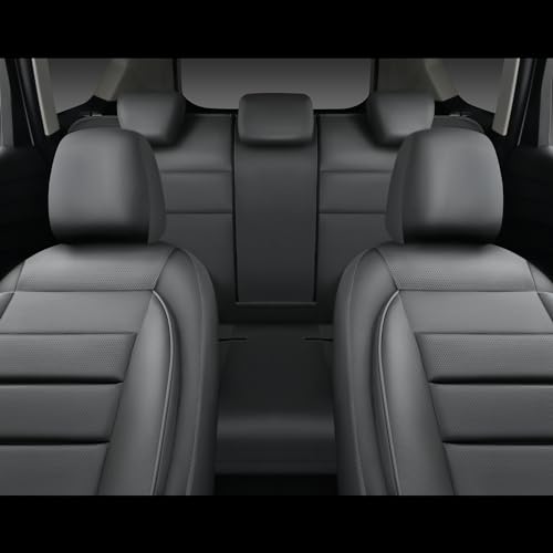 CAR PASS Leather Seat Covers Full Set Universal Water Resistant 3D Foam Back Support, Luxury Comfort Automotive 5 Seat Covers All Season Fit for SUV,Sedan,Van, Airbag Compatible Elegance (Gray) - color: All Gray