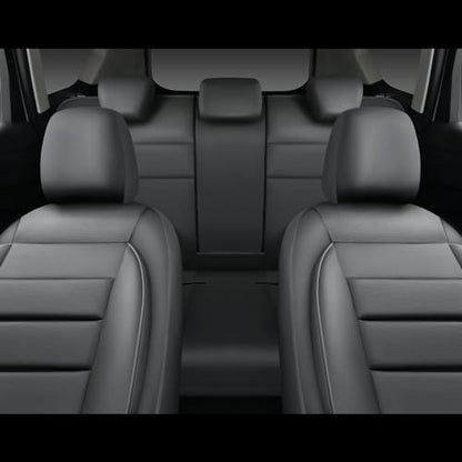 CAR PASS Leather Seat Covers Full Set Universal Water Resistant 3D Foam Back Support, Luxury Comfort Automotive 5 Seat Covers All Season Fit for SUV,Sedan,Van, Airbag Compatible Elegance (Gray) - color: All Gray