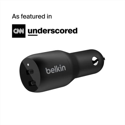 Belkin 36-Watt Dual-USB Car Charger - Power Delivery 2 18W USB-C Ports with PPS Charging Apple iPhone 14, 14 Pro, 14 Pro Max, iPhone 13, 13 Pro, 13 Pro Max Samsung Galaxy, AirPods - USB-C Charger - style: Dual USB-C