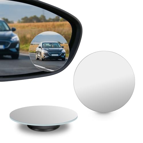 2PCS Blind Spot Mirror, Side Mirror Blindspot, 2" Round HD Glass Frameless Convex Rear View Mirror, 360° Adjustable Wide Angle Side Rear View Accessories for Most Sedan SUV Truck (Round) - color: Round