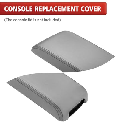 KBH Center Console Armrest Cover Replacement for Toyota Camry 2012 2013 2014 2015 2016 2017, Vinyl Leather, Car Arm Rest Replace Skin Upholstery, Ash Gray (Leather Part Only) - color: Ash Gray, size: Camry 2012-2017