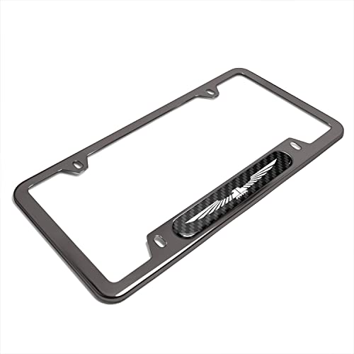 iPick Image Made for Ford Thunderbird Real Carbon Fiber Insert Gunmetal Chrome Stainless Steel License Plate Frame