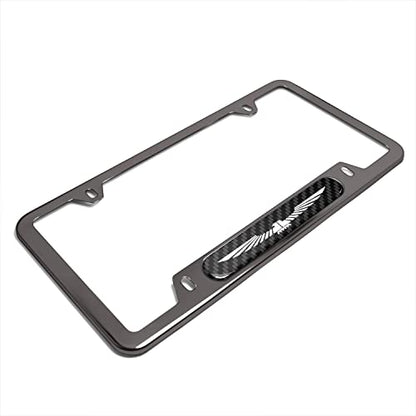 iPick Image Made for Ford Thunderbird Real Carbon Fiber Insert Gunmetal Chrome Stainless Steel License Plate Frame