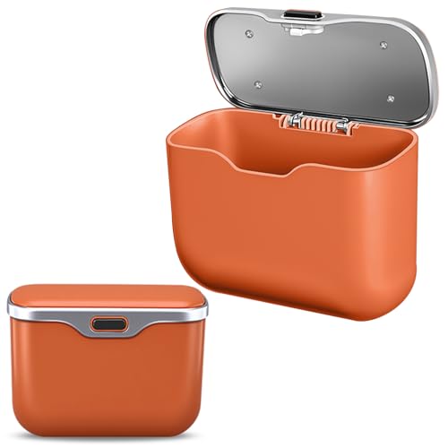 Car Trash Can with Lid, Leakproof Auto Garbage Bin, Waterproof Car Trash Bag Holder with PU Leather Top for Back of Seat/Door, Fit for SUVs, Sedans, Trucks Orange - color: Orange