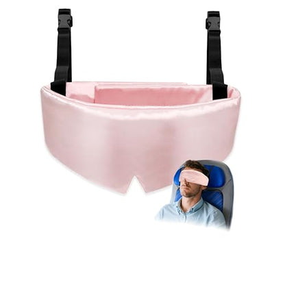 Travel Pillows for Airplanes, Airplane Head Strap with Silk Eye Mask for Sleeping, Long Flights & Car Road Trips 360°Headrest Neck Support, Stops Bobbing, Small & Compact (Pink) - color: Pink