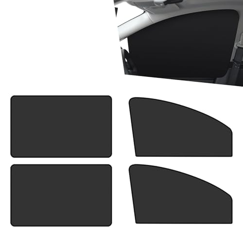 Downhill 4 PCS Car Side Window Sun Shades, Sun Protection Breathable Privacy Protection Car Window Sun Shades, Heat Insulation Magnetic Suction Installation Protector, for Most Cars SUV Camper (Black) - color: Black