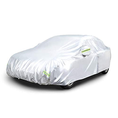 Amazon Basics Silver Weatherproof Car Cover, 150D Oxford, UV Protection, Snowproof, Dustproof for Sedans up to 170" - size: Sedans up to 170"
