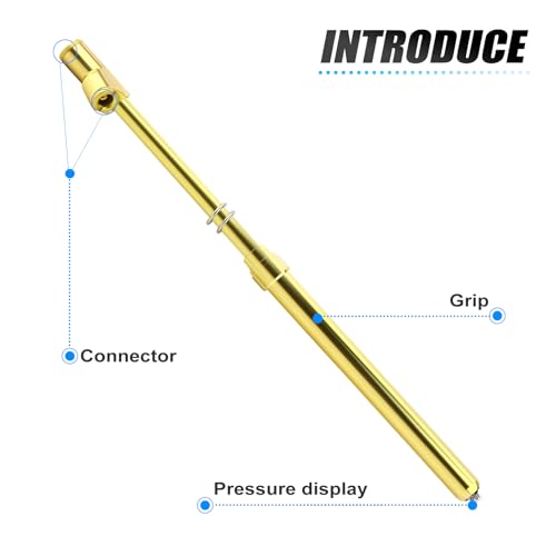 MEANLIN MEASURE 5PCS Gold Double Straight Type Tire Pressure Gauge, Dual Head Air Pressure Gauge, Pressure Range 10-150 Psi (Suitable for Trucks, etc.)