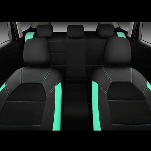 CAR PASS Leather Seat Covers, Breathable Universal Car Seat Cover Full Set for Cute Women Girly,Super 5mm Composite Sponge Inside,Airbag Compatible Fits Most Auto,SUVs,Trucks,Vans(Full Set,Black&Mint) - color: Black Mint, size: Full Set