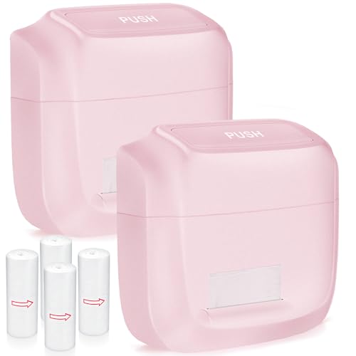 Car Trash Can with Lid, Built-in Storage Garbage Bag, Leakproof Vehicle Trash, Car Accessories for Interior, Mini Garbage Bin for Automotive, Office, Kitchen, Bedroom, with 60pcs Trash Bags,2Pcs - color: Light Pink, size: 2.4 L