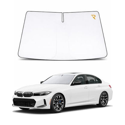 RevLux Car Windshield Sun Shade SUV & Sedan – UPF 2000+ Sun Protection & 99.95% UV Blocking Ice-Core Cooling Fabric | Zero Light Leakage Black Glue Layer | Heat Insulation Car Sun Shade (55"x31") - size: Medium – Sedan Fit (55"x31")
