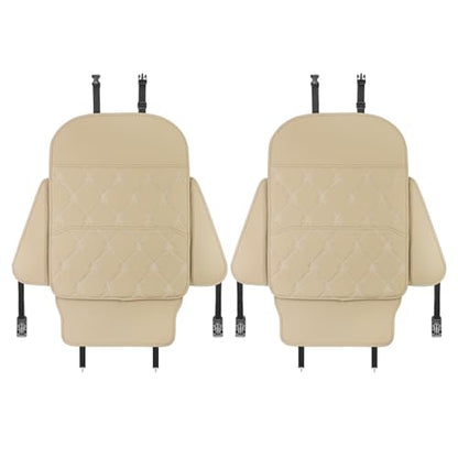 TAIKOO Seat Back Protector + Large Capacity Pocket Storage Organizer,Preventing The Impact of Children Stepping on The Seat Backrest (Style B-Beige) - color: Style B-Beige