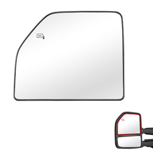 Senzeal Driver Side Heated Upper Mirror Glass Replacement for Ford F150 2015-2020 Ford F250 F350 F450 F550 2017-2022 Tow Mirror FL3Z17K707R (Left Side) - size: Driver Upper Side (Left)