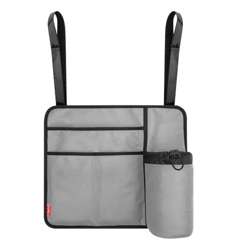 Airplane Seat Back Organizer & Storage, Airplane Tray Table Cover for Personal Items, Airline Seat Hanging Pockets Media Pouch,Reusable Travel Essentials,Fits Tablets,Cell Phone,Water Bottle (Grey) - color: Grey