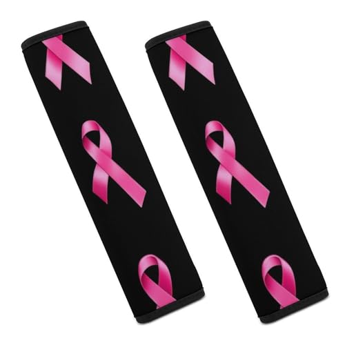 Women's Car Belt Covers, Breast Cancer Awareness Ribbons Black Fashion Cushion Pad Car Shoulder Strap Harness Pad - color: Color347