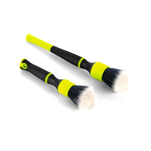 Detail Factory - TriGrip Ultra-Soft Detailing Brush Set - Scratch-Free Cleaning for Exterior, Interior Panels, Emblems, Badges, Gauges, Infotainment Screen - Octane Ectoplasm - color: Black/Lime