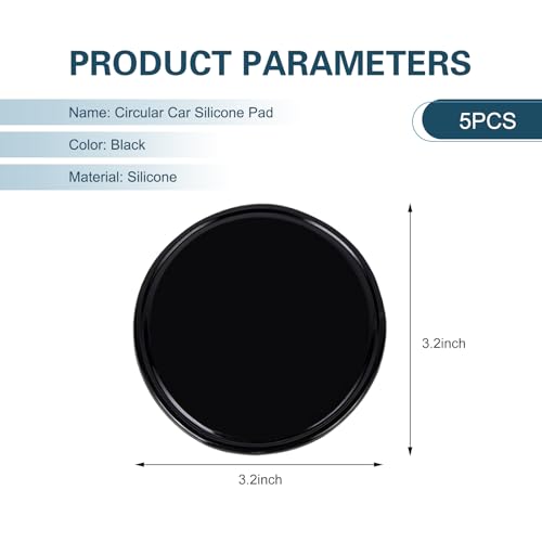 5 PCS Car Sticky Pad, Anti-Slip Silicone Gel Dash Pad, Magic Reusable Dashboard Gel Mat, Suitable for Trucks, SUVs, Smartphone, GPS, Keys, Glasses (Black)