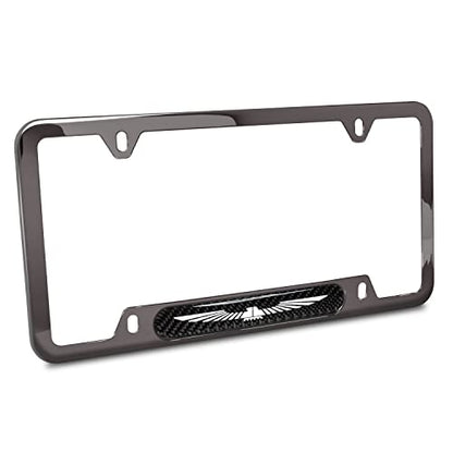 iPick Image Made for Ford Thunderbird Real Carbon Fiber Insert Gunmetal Chrome Stainless Steel License Plate Frame