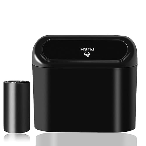 Car Trash Can Bin with Lid - Universal Vehicle Mini Leakproof Garbage Can Bin with 20pcs Trash Bags Can Organizer Storage for Front Back Seat Accessories for Auto Office Bedroom Home(Black) - color: Black