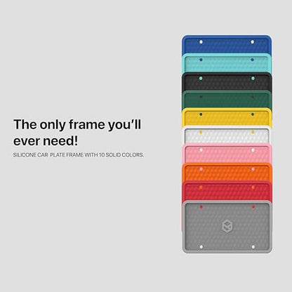 Rightcar Solutions Car Plate Frame, Silicone License Plate Frame, Rust-Proof Rattle-Proof Weather-Proof License Plate Holder for Front or Rear, Grey, 1 Pack - color: Grey