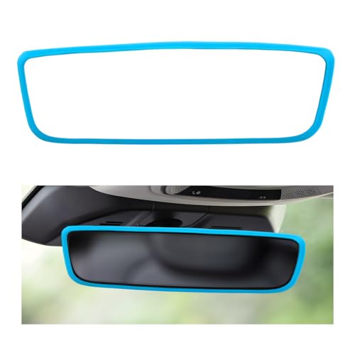 Rear View Mirror Protector Frame, Rearview Mirror Edge Protective Cover Car Interior Decoration, Silicone Auto Rearview Mirrors Trim Compatible with Model 3 Y for Women Men (Sky Blue) - color: Sky Blue