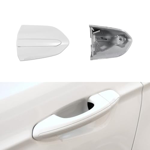 Car Front Left Exterior Door Handle Lock Cover fits for Ford Fusion 2013 2014 2015 2016 2017 2018 2019 2020 DS7Z 54218A15-DC Door Handle Lock Bezel Cover Cap Pearl White - color: Pearl White, size: Without electroplating