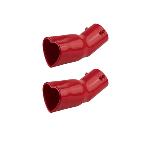 2PCS Universal Heart-Shaped Exhaust Tip, 63mm Inner Diameter, Stainless Steel Bolt-on Exhaust Muffler Tip (Red,Curved) - color: Red, size: Curved